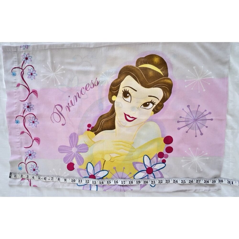 3 Pc DISNEY PRINCESS Sheet Set TWIN Flat & PAIR of 2-Sided Standard Pillowcases - Picture 10 of 16